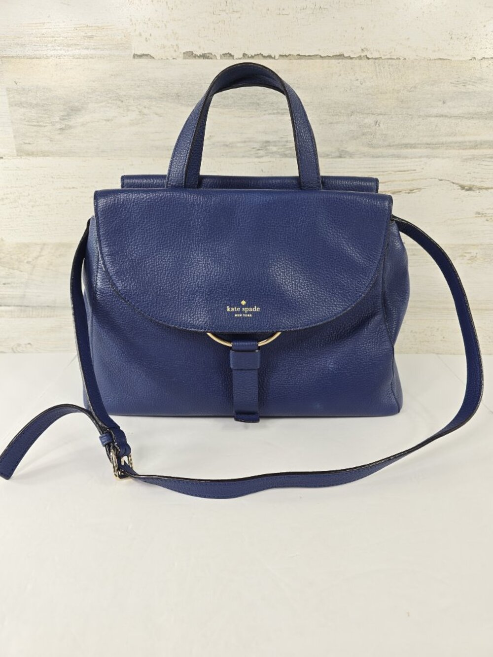 Kate Spade Jasper Clarke Street Ocean Blue Pebbled Leather Top Handle Shoulder..
